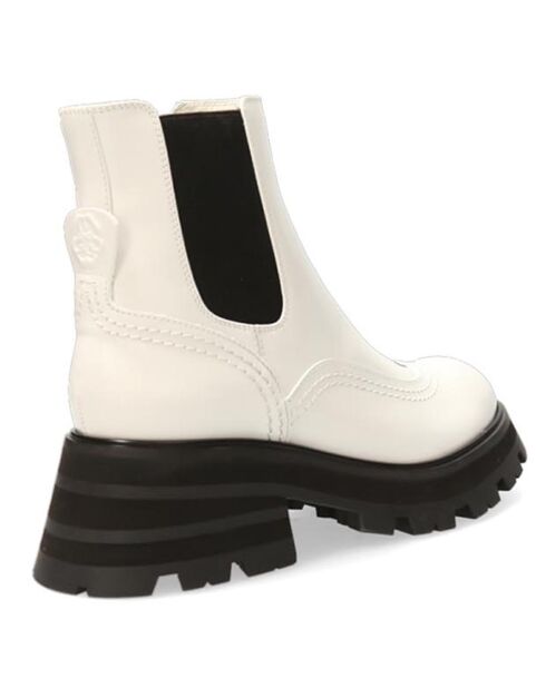 Chelsea Boots en Cuir ivoire/noir - Talon 6 cm