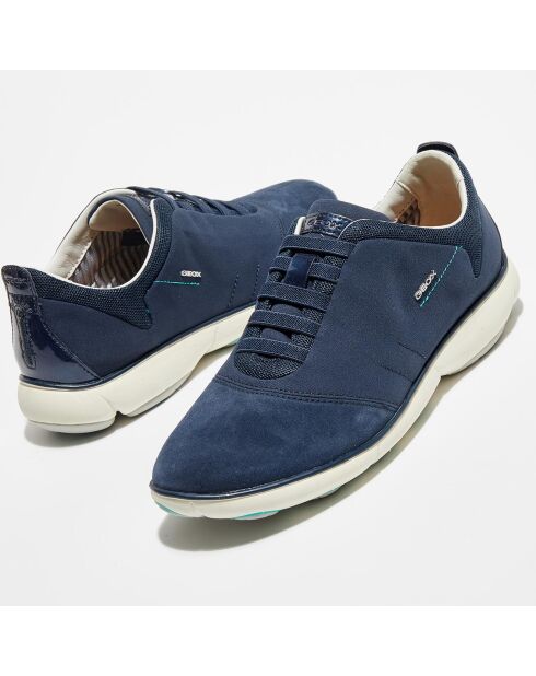 Sneakers en Velours de Cuir Nebula bleu marine