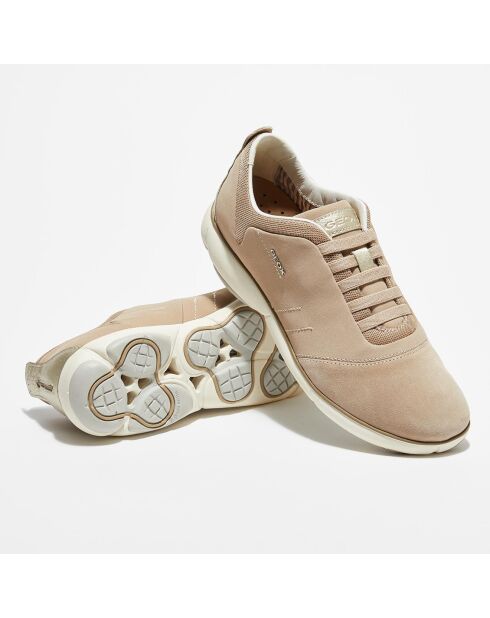 Sneakers en Velours de Cuir Nebula taupe pâle