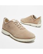 Sneakers en Velours de Cuir Nebula taupe pâle