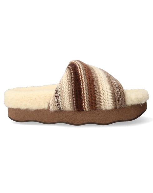 Chaussons en Laine Wavy marron/beige - Talon 5 cm