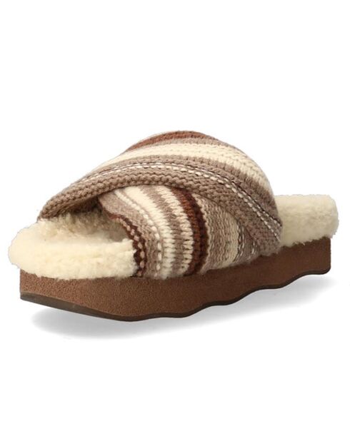 Chaussons en Laine Wavy marron/beige - Talon 5 cm