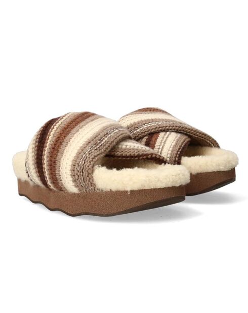 Chaussons en Laine Wavy marron/beige - Talon 5 cm