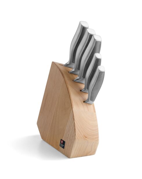Bloque de cuchillos Sense marrón/gris, 5 piezas