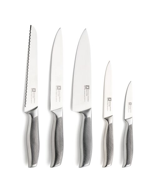 Bloque de cuchillos Sense marrón/gris, 5 piezas