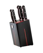 Bloc de couteaux avec aiguiseur velocity noir/rouge - 5 pièces