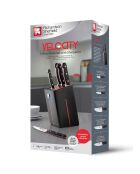 Bloc de couteaux avec aiguiseur velocity noir/rouge - 5 pièces