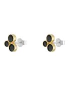 Boucles d'oreilles Trio Rond en Argent, Laiton & Onyx noir