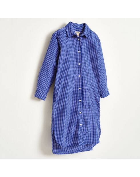Robe chemise Atlas en Coton à carreaux bleue