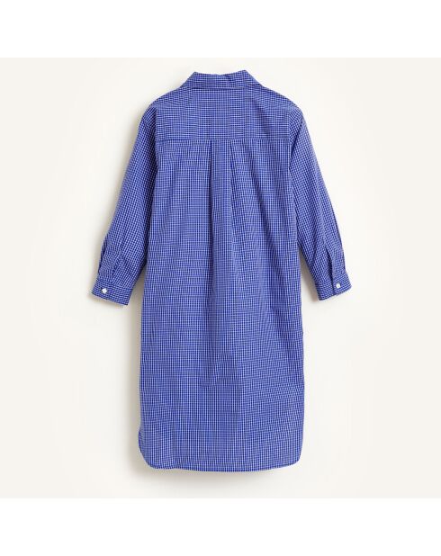 Robe chemise Atlas en Coton à carreaux bleue