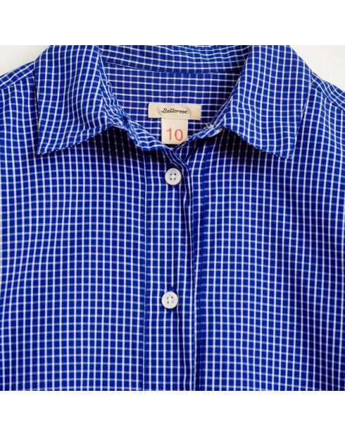 Robe chemise Atlas en Coton à carreaux bleue