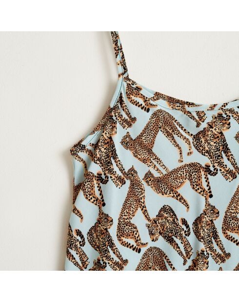 Robe Paidge fluide et légère imprimée léopard bleu/marron