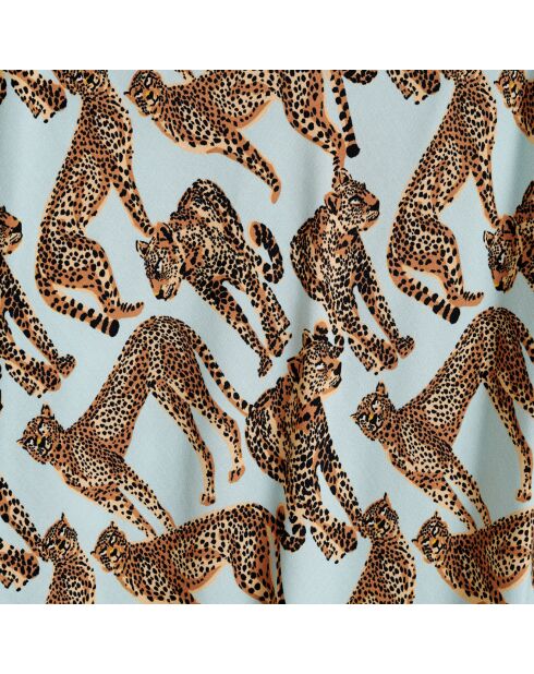 Fließendes und hellblau/braunes Paidge-Kleid mit Leopardenmuster