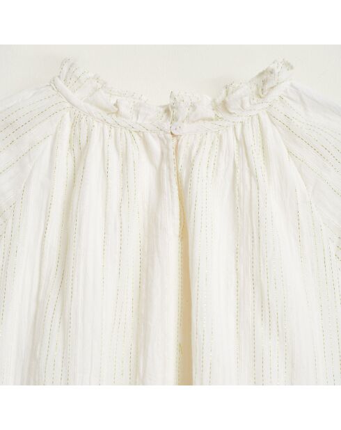 Langes Baumwollkleid Pattie mit irisierendem Ecru-Muster