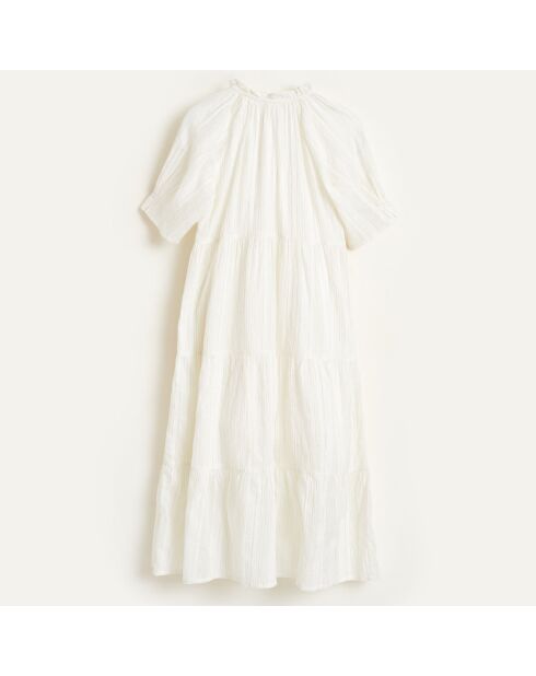 Langes Baumwollkleid Pattie mit irisierendem Ecru-Muster