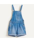 Salopette short Pepina en Toile de coton bleu denim