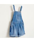 Salopette short Pepina en Toile de coton bleu denim