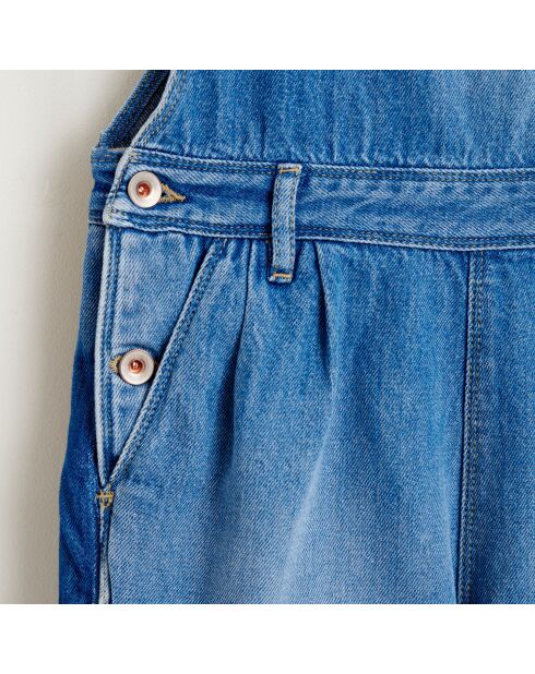 Salopette short Pepina en Toile de coton bleu denim