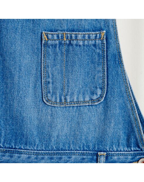 Salopette short Pepina en Toile de coton bleu denim