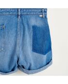 Salopette short Pepina en Toile de coton bleu denim