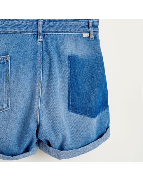 Salopette short Pepina en Toile de coton bleu denim