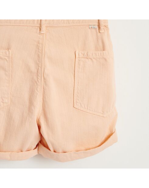 Kurzer Overall Pepina aus lachsfarbenem Baumwollsegeltuch