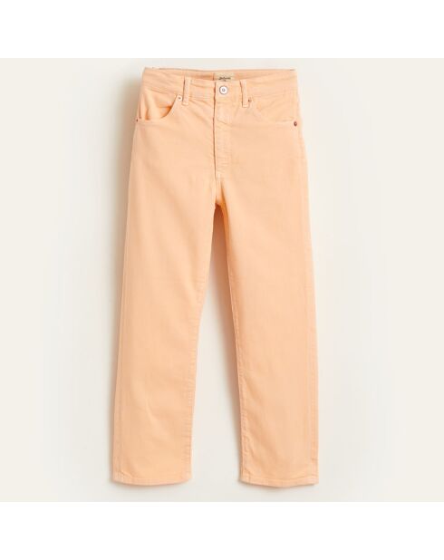 Salmon Pinata Hose aus Baumwollleinen mit geradem Schnitt