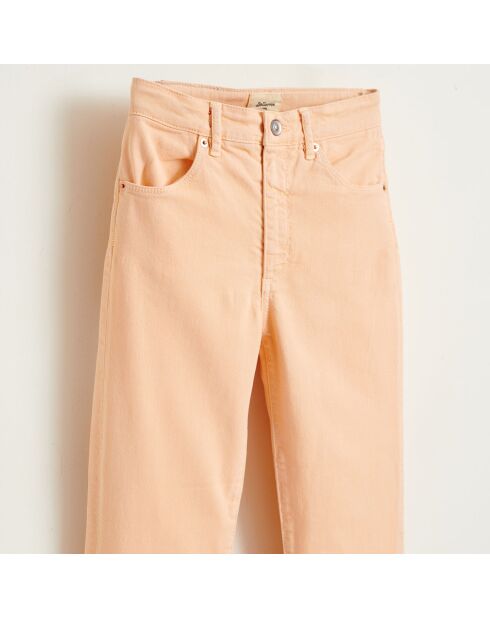 Salmon Pinata Hose aus Baumwollleinen mit geradem Schnitt