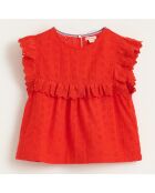 Top Hanna en Coton à broderie anglaise rouge
