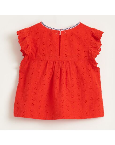 Top Hanna en Coton à broderie anglaise rouge