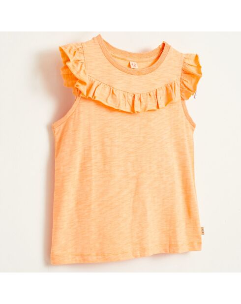 T-Shirt Misu en Jersey de Coton à volants orange