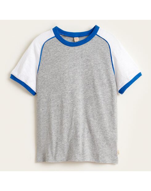 T-Shirt Moby en Coton tricolore gris/blanc/bleu