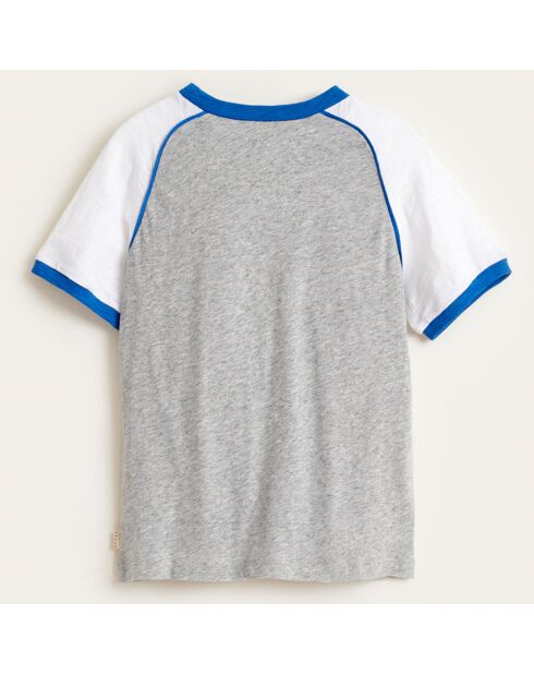 T-Shirt Moby en Coton tricolore gris/blanc/bleu