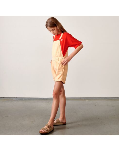 Kurzer Overall Pepina aus lachsfarbenem Baumwollsegeltuch