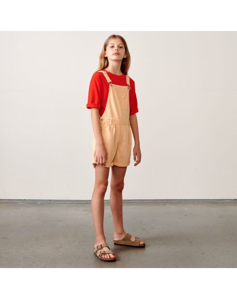 Kurzer Overall Pepina aus lachsfarbenem Baumwollsegeltuch