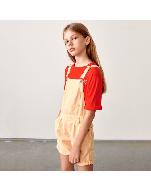 Kurzer Overall Pepina aus lachsfarbenem Baumwollsegeltuch