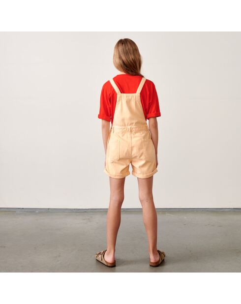Kurzer Overall Pepina aus lachsfarbenem Baumwollsegeltuch