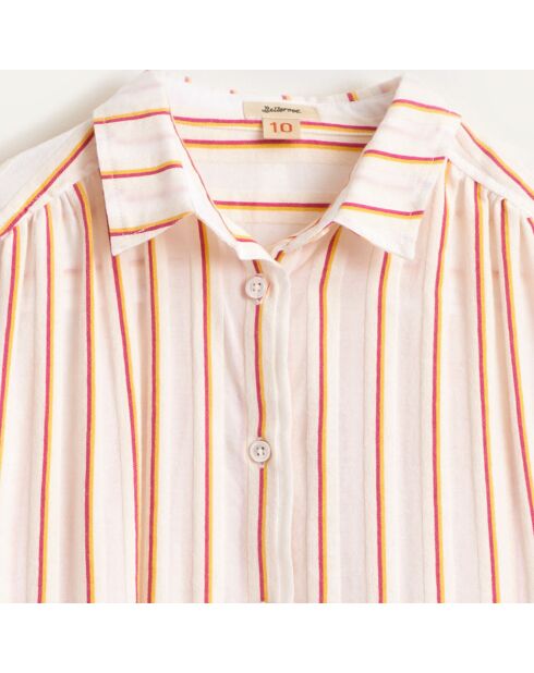 Robe chemise Angie texturée à fines rayures blanc/orange