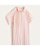 Robe chemise Angie texturée à fines rayures blanc/orange