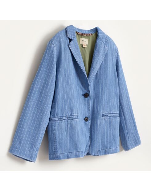 Veste blazer Chick en Coton & Lin rayée bleue