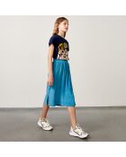 Jupe midi Mona en Coton mélangé bleue