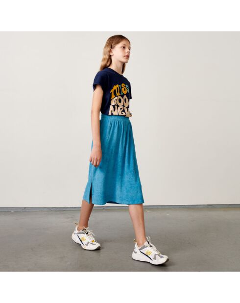 Jupe midi Mona en Coton mélangé bleue