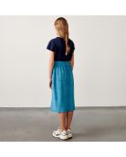 Jupe midi Mona en Coton mélangé bleue