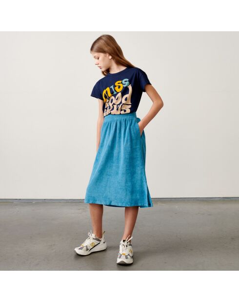 Jupe midi Mona en Coton mélangé bleue