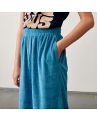 Jupe midi Mona en Coton mélangé bleue