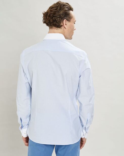 Chemise Slim Fit à fines rayures bleue