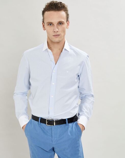 Chemise Slim Fit à fines rayures bleue