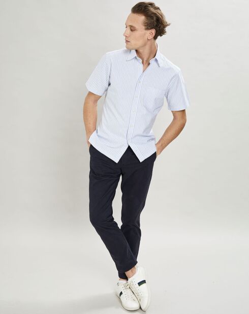 Chemise en coton épais Slim Fit Bat Oxford à rayures bleu ciel