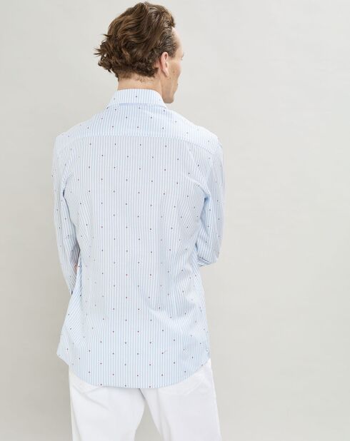 Chemise Slim Fit à rayures & points bleu clair