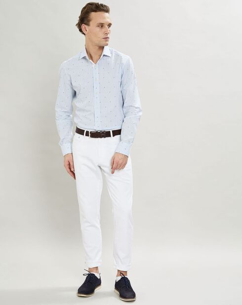 Chemise Slim Fit à rayures & points bleu clair